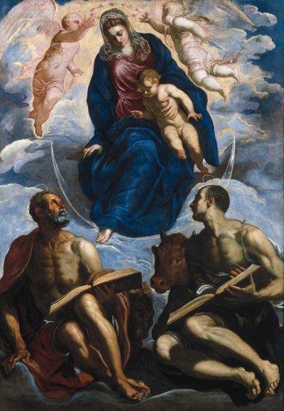 Mary with the Child, Venerated by St. Marc and St. Luke by Jacopo Robusti Tintoretto